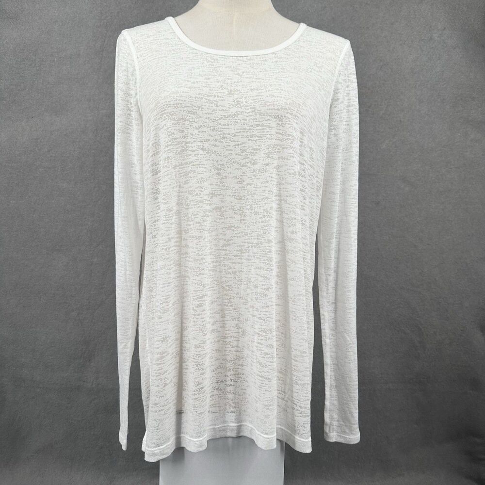 Lululemon Womens Long Sleeve Shirt Sz 6 White Open Keyhole Back Low Key Burnout - Picture 3 of 11